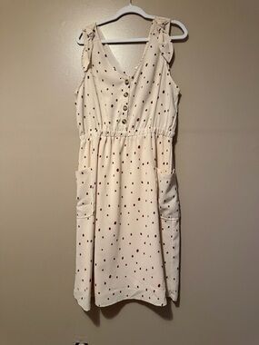 Girls Cream Polka Dot Tie-Shoulder Dress
